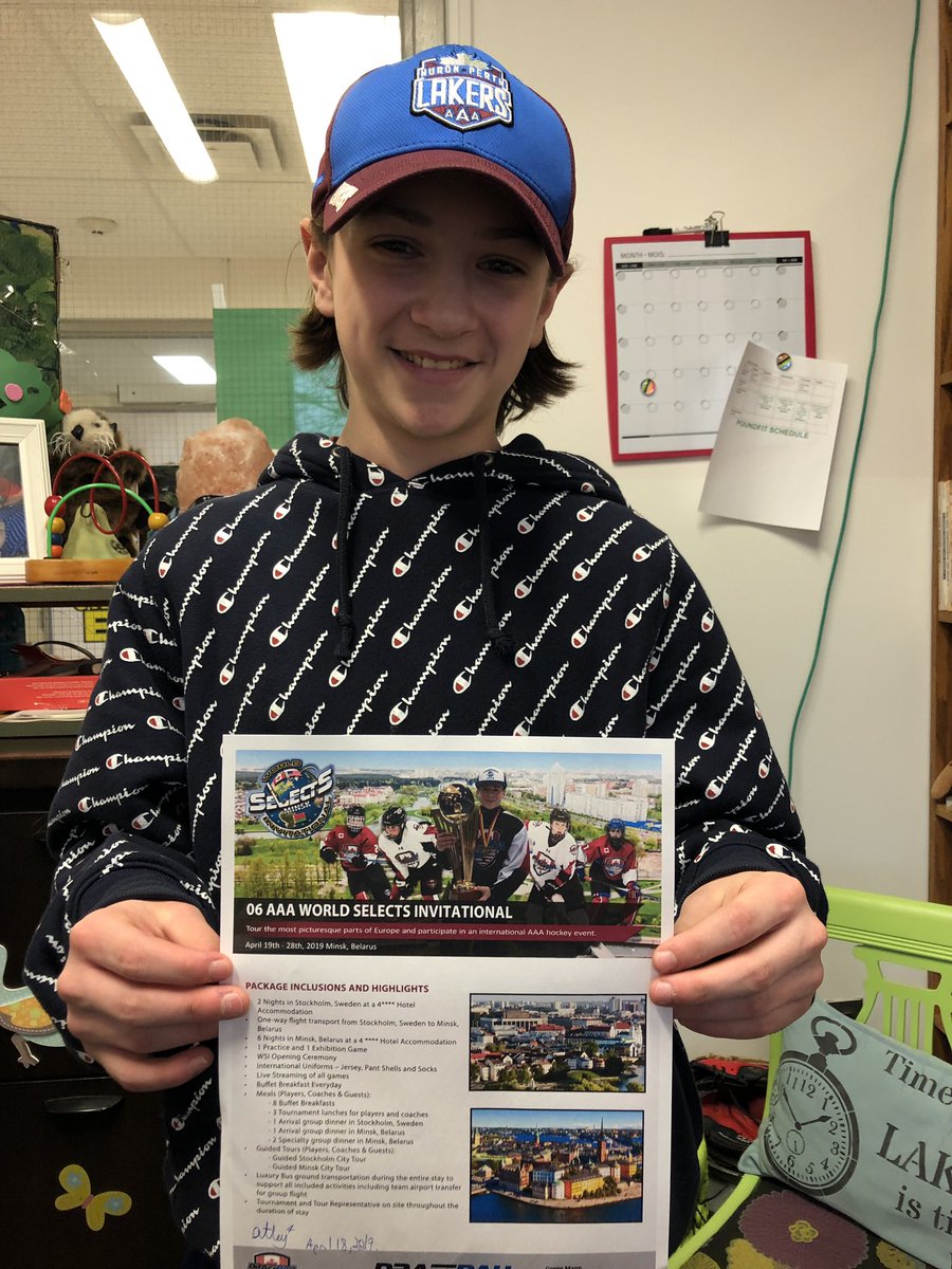 Very proud of our former alumni, Atley Rogers for representing our community at the World Select Invitational Hockey Tourney in Minsk, Belarus. <a href="/KLCarlyle/">Kerry L. Carlyle</a> <a href="/yourschools/">Avon Maitland District School Board (AMDSB)</a> <a href="/HockeyCanada/">Hockey Canada</a> #hockey #proud @Exeter_ON Way to go!🏒☺️