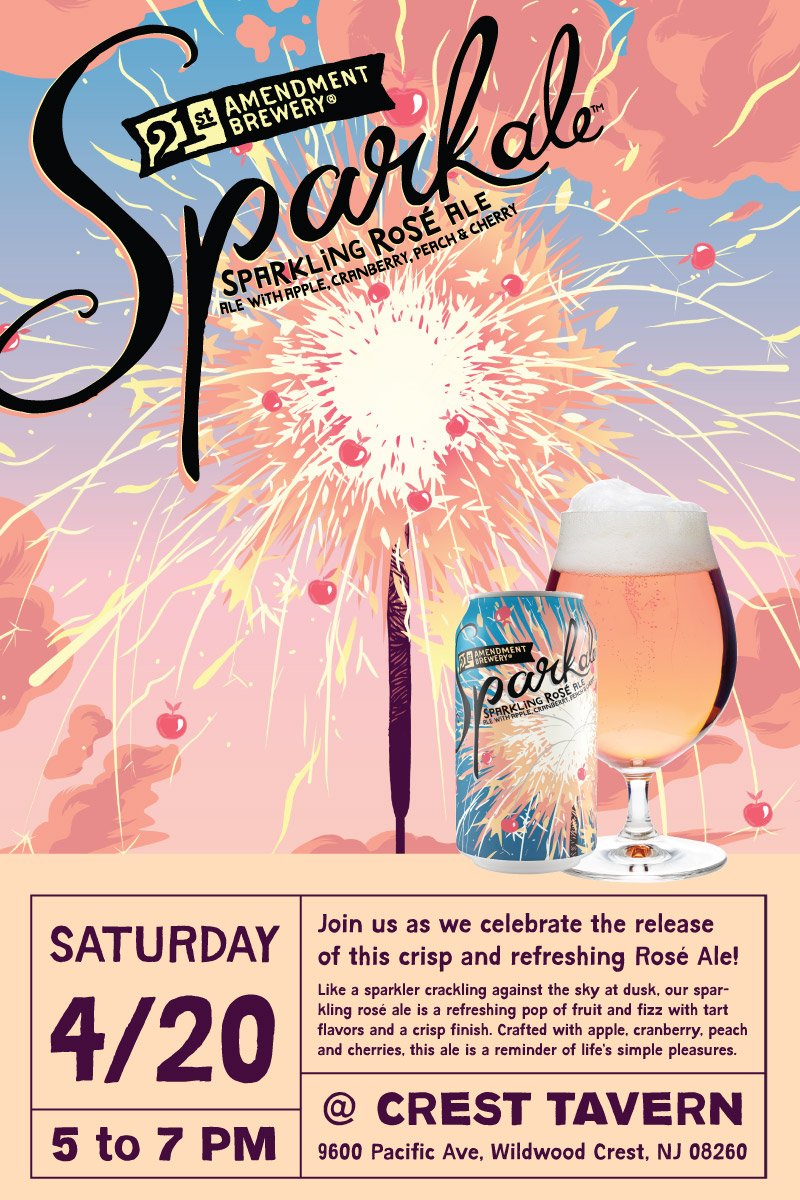 HunterdonBrew's tweet photo. Come celebrate to release of @21stAmendment #Sparkale at @cresttavern on 4/20 starting at 5pm! https://t.co/foV3z51gRE