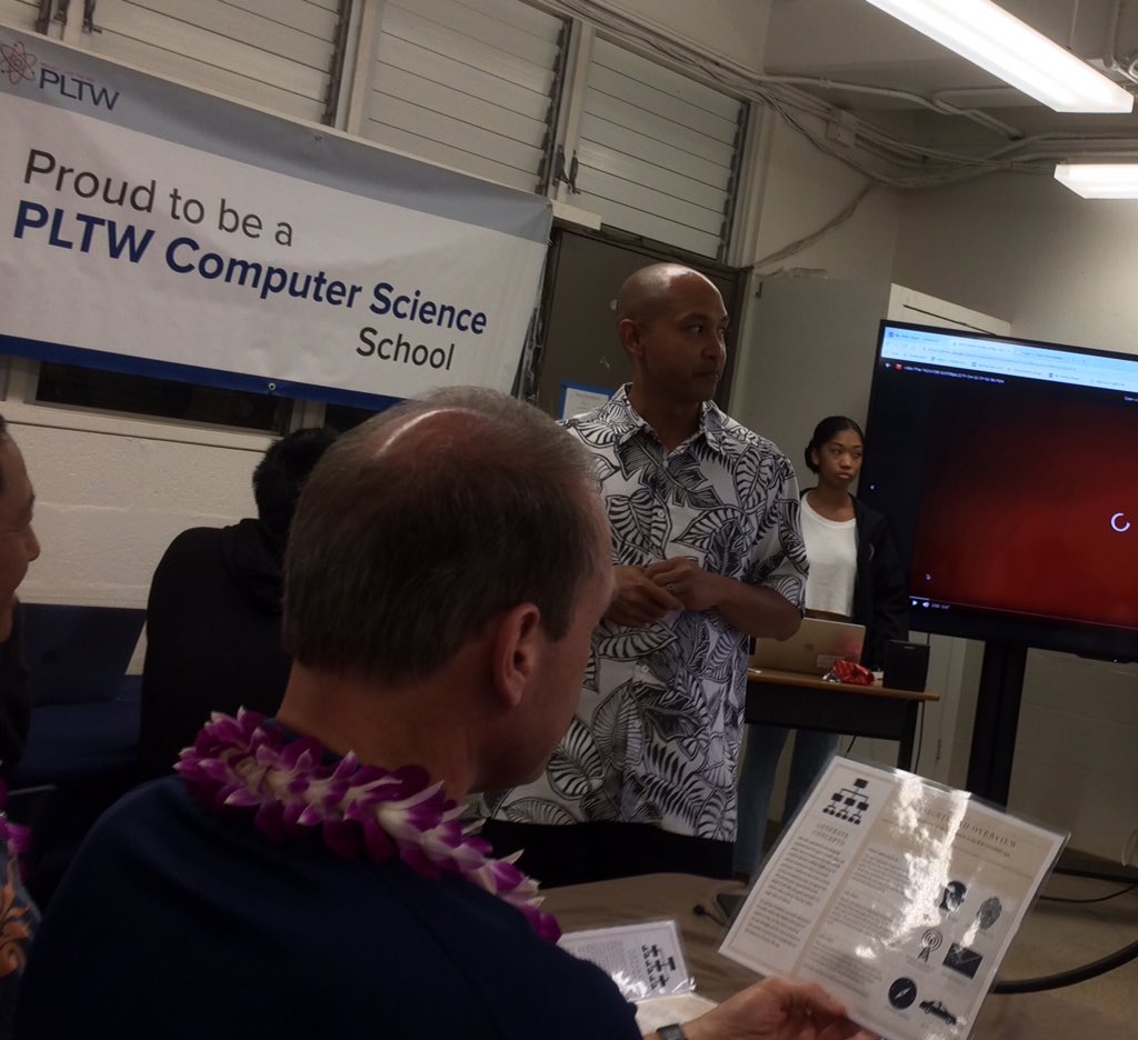 hespinda's tweet photo. PLTW computer science student teams at James Campbell High School present their app ideas to address community issues. Go, Sabers! @HIDOE808 @ckschoolsupport https://t.co/ukf0rlGrnx