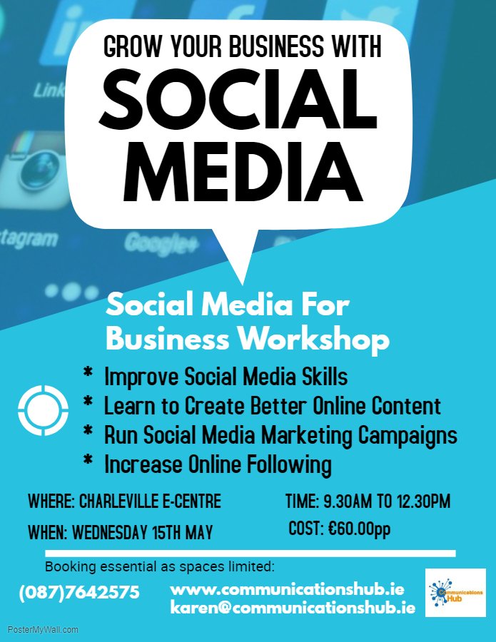 Still some spaces left in my next Social Media for Business Course in Charleville! 
#DigitalMarketing #SocialMediaTraining #Charleville