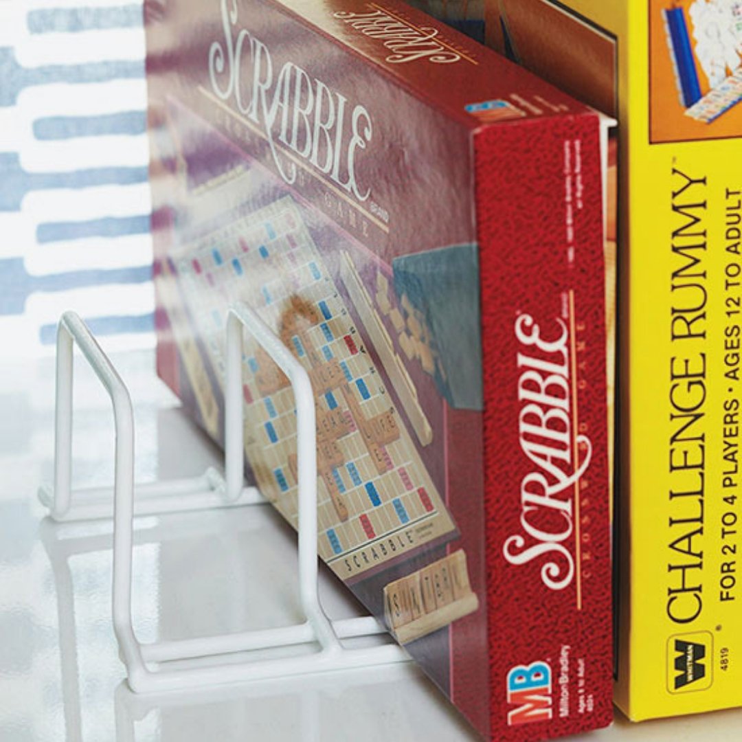 StyledOrganized's tweet image. We ran across this clever board game storage #hack on the ONE CRAZY HOUSE blog.  Use a wire kitchen organizer to hold your board game boxes vertically for easy access.  
#SOSpringSweep #boardgamestorage
•
•
•
#StyledandOrganized