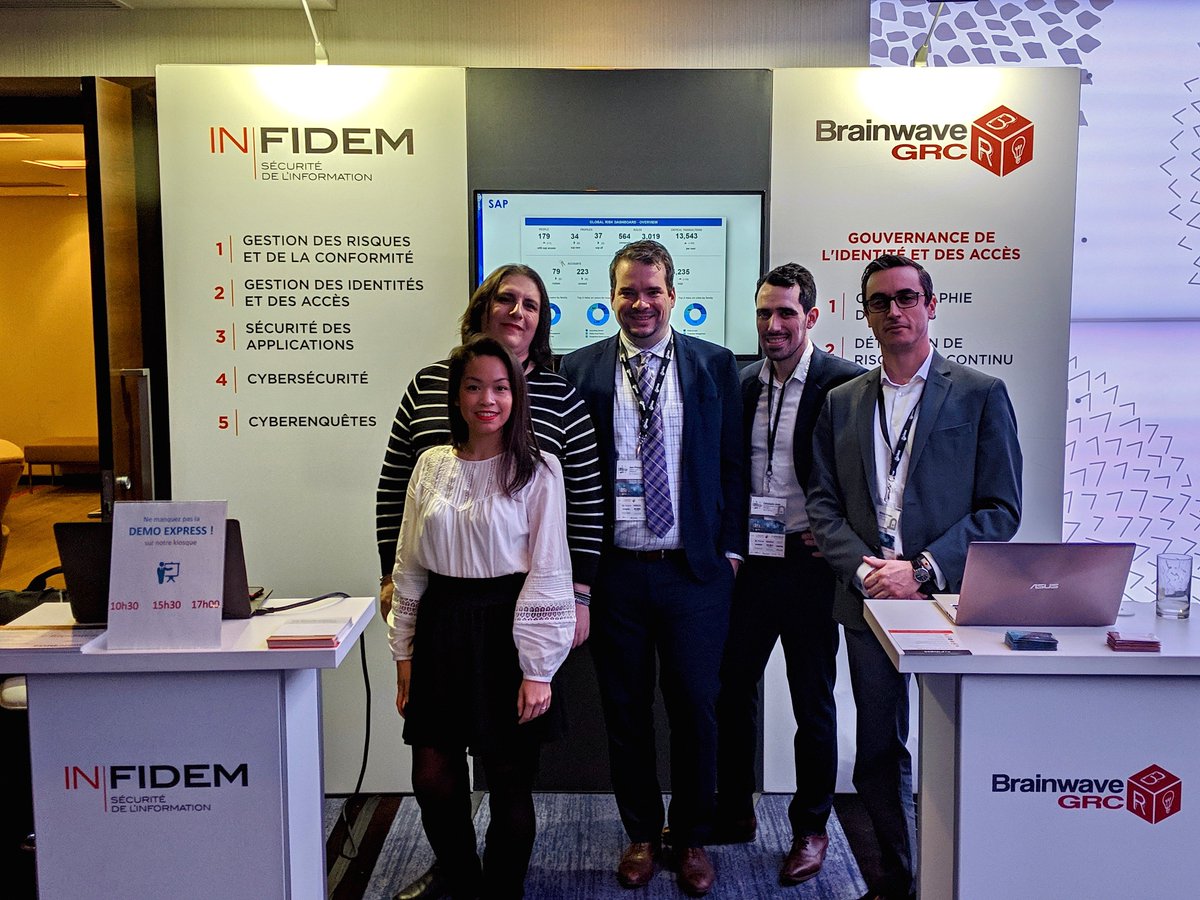 In_Fidem's tweet photo. Ravis d'avoir participé hier au Colloque RSI 2019 de l'@ASIMMQC au côté de notre partenaire @Brainwave_GRC ! #RSI #RSI2019 #CyberSecurity #Cybersecurite #IT #ITSecurity #InFidem #Protegeonsnosdonnees https://t.co/f0FIInAWvs