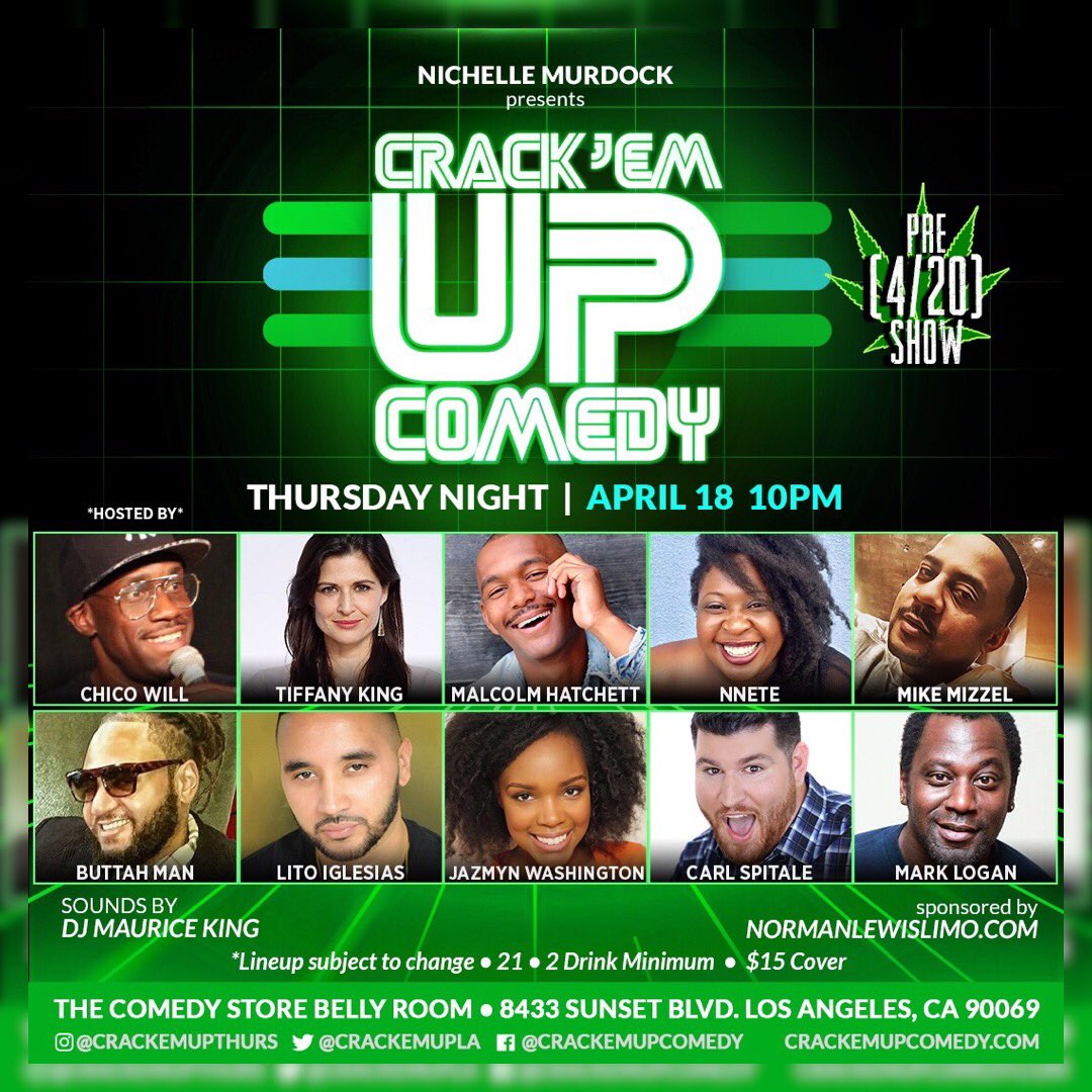 CrackemupLA's tweet photo. Yo LA!! Letβs get LIT tonight!! Dope show for sure!!! #pre420 π³π¨@CrackemupLA 10p @TheComedyStore #comedy #ThursdayThoughts #bellyroom
Tickets going fast!!
Get yours now!!
Link in BIO‴οΈπ https://t.co/w1sDsbzBQL