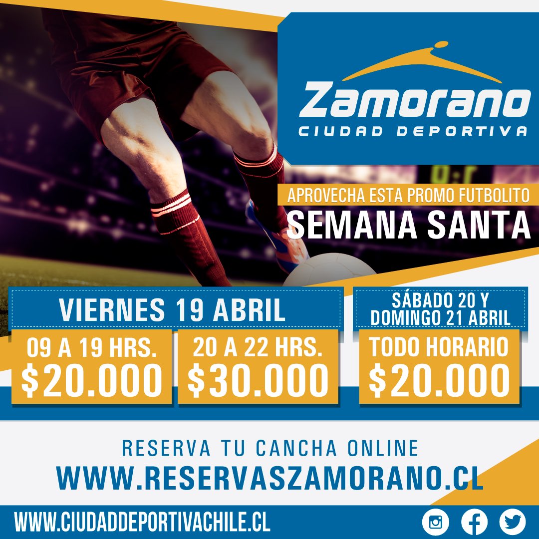 CDeportivaChile's tweet photo. #promo #ciudaddeportiva #futbolito #FindeLargo #SemanaSanta2019 @bambam9oficial @maria_albero RT https://t.co/FEITAhqa1w