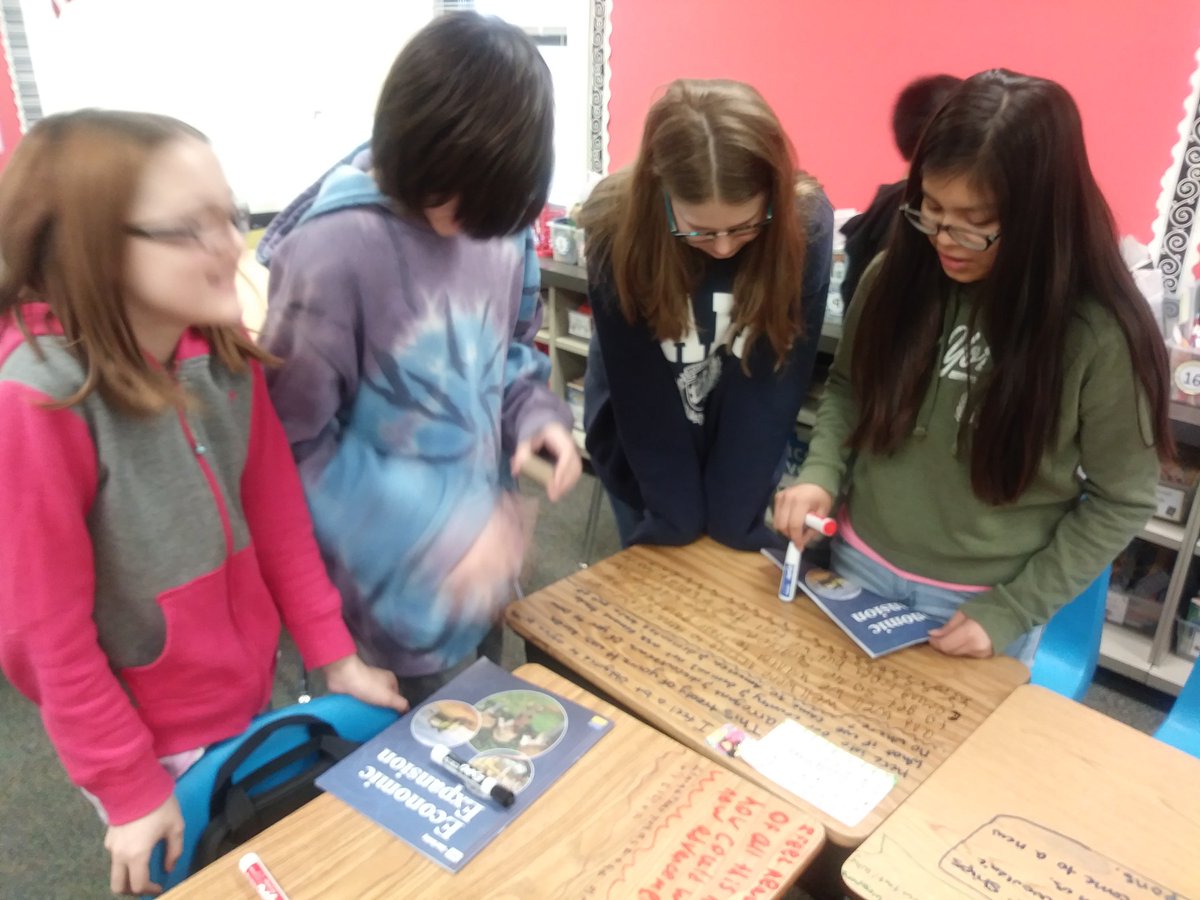 StephCahoj_D54's tweet photo. Texting about the American/Japanese trade treaty wasn't possible in 1853, but it was in room 223 today! The #SOSstrategy "Table Top Texting" allowed students to analyze the perspective of each nation using #creativivity and #collaboration! @DiscoveryEd #LakeviewSchool54 #DEN https://t.co/SZy3wFM274