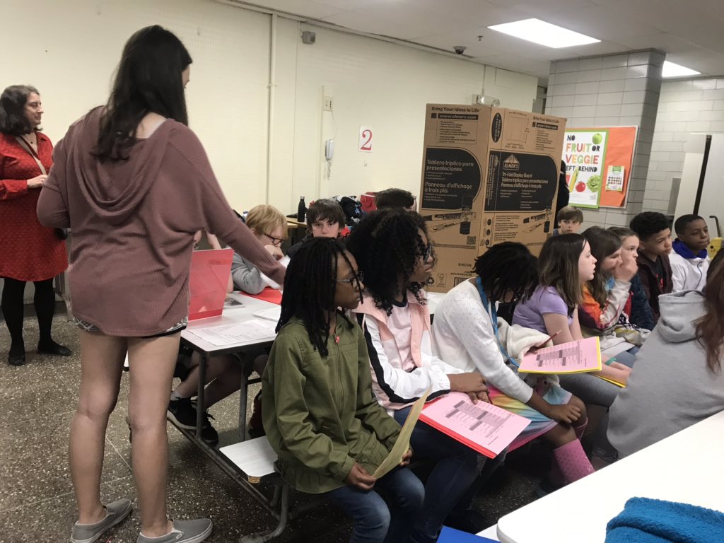 Great MS transition day for WES Ss! Here 5th graders are learning about the schedule.