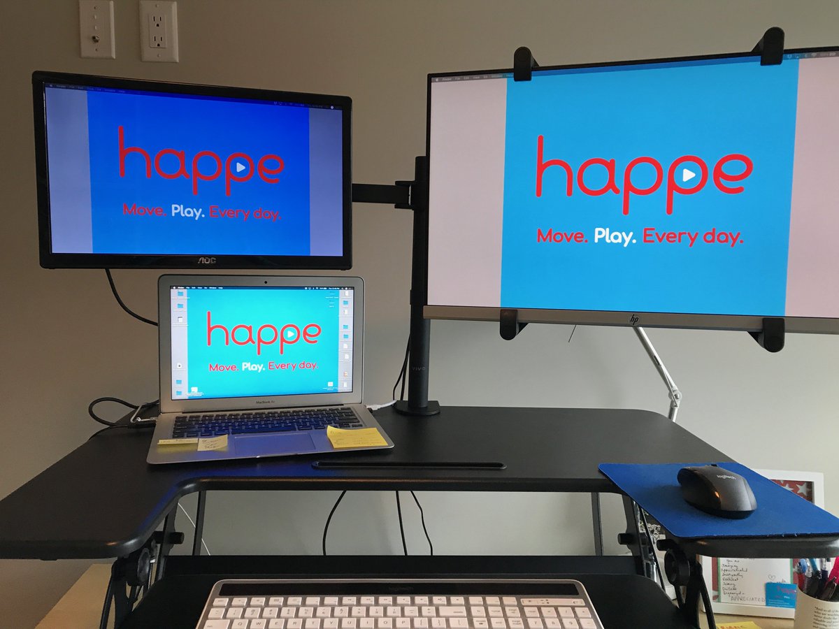 thedesertdose's tweet photo. Up and moving today @playhappe's new standing workspace! Shout out to husband for the setup. My brain and body are already thanking me for ditching the chair. How will you move today and help others do the same? #moveplayeveryday #workplacewellness #choosetomove #livewell https://t.co/HXI6H2GS6Z