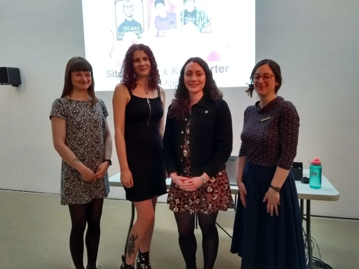 GemSeltz's tweet photo. Buzzing after a great evening celebrating creativity in Sheffield at our @site_gallery event! Great to hear tips, insights &amp; stories from three @kickstarter creators: ceramicist 🍶@MDHCeramics, filmmaker 🎥@Lucycameraction &amp; publisher 📚 @VertebratePub! https://t.co/yGWLyzeAsW