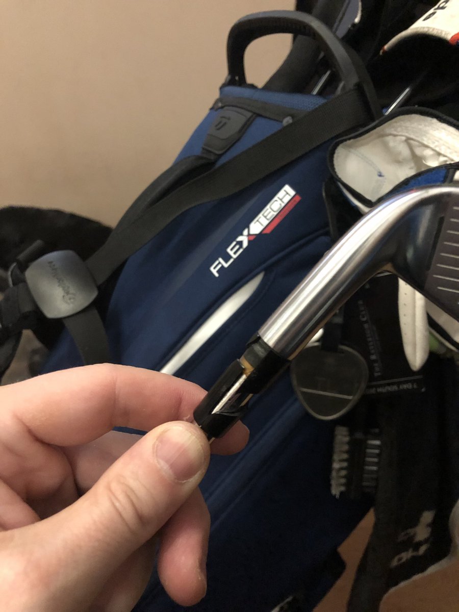 Back9BogeyMan's tweet photo. Soooo @TaylorMadeTour how does one go about fixing a broken ferrule? Surprisingly not caused by a hosel rocket but bag clatter.  Is it a full shaft replacement? https://t.co/JRNl8rgUMl