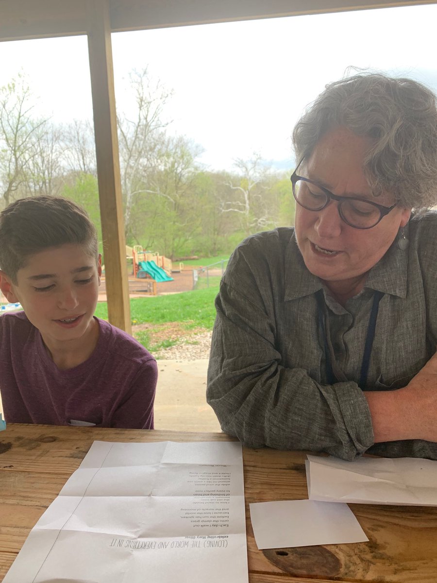lee_heffernan's tweet photo. #PoemInYourPocketDay #poempocket sharing with old friends in @amay_childs ‘s crew in the outdoor classroom https://t.co/v0miuwOxww