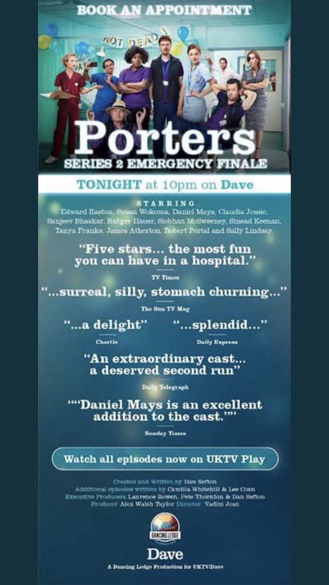 Last episode of #Porters on TONIGHT <a href="/davechannel/">U&Dave</a> 10PM. Such a fun series to be a part of.