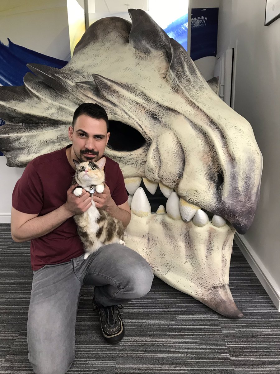 TheStreetWriter's tweet photo. Good thing it was only a short visit as it looks like Luna didnโt particularly enjoy her visit to the @Capcom_UK offices ๐น๐น๐น๐น https://t.co/iIXMDaioal