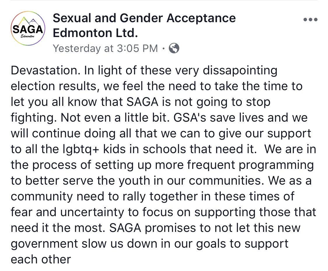 GSAs Save Lives. #QueerKidsAB #ableg #abpoli #abvote #yeg