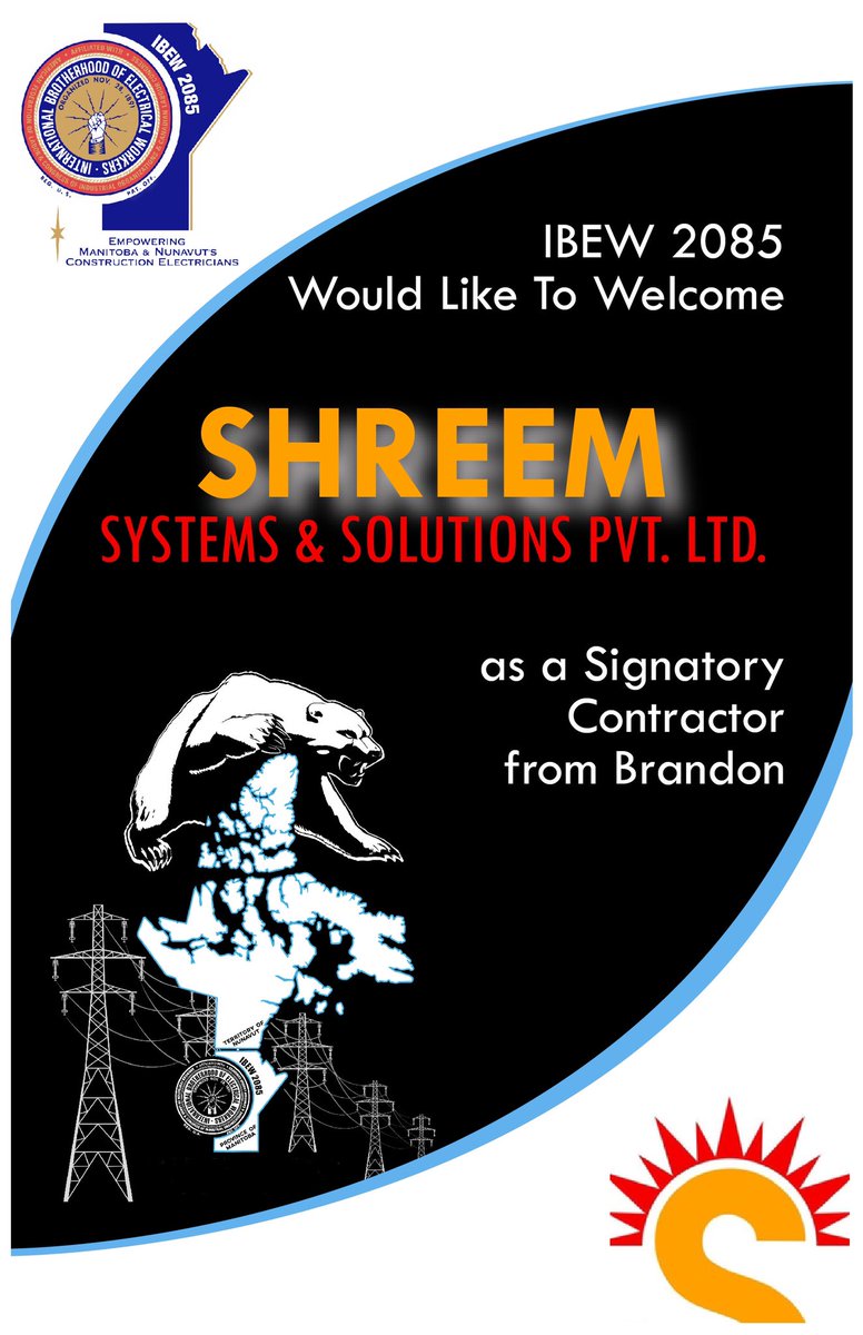 Ibew 2085 would like to welcome Shreem Systems &amp; Solutions as a signatory Contractor! #ibew #ibewcanada #partnership #progress #electrical #electrician #electricalcontractor #ibew2085