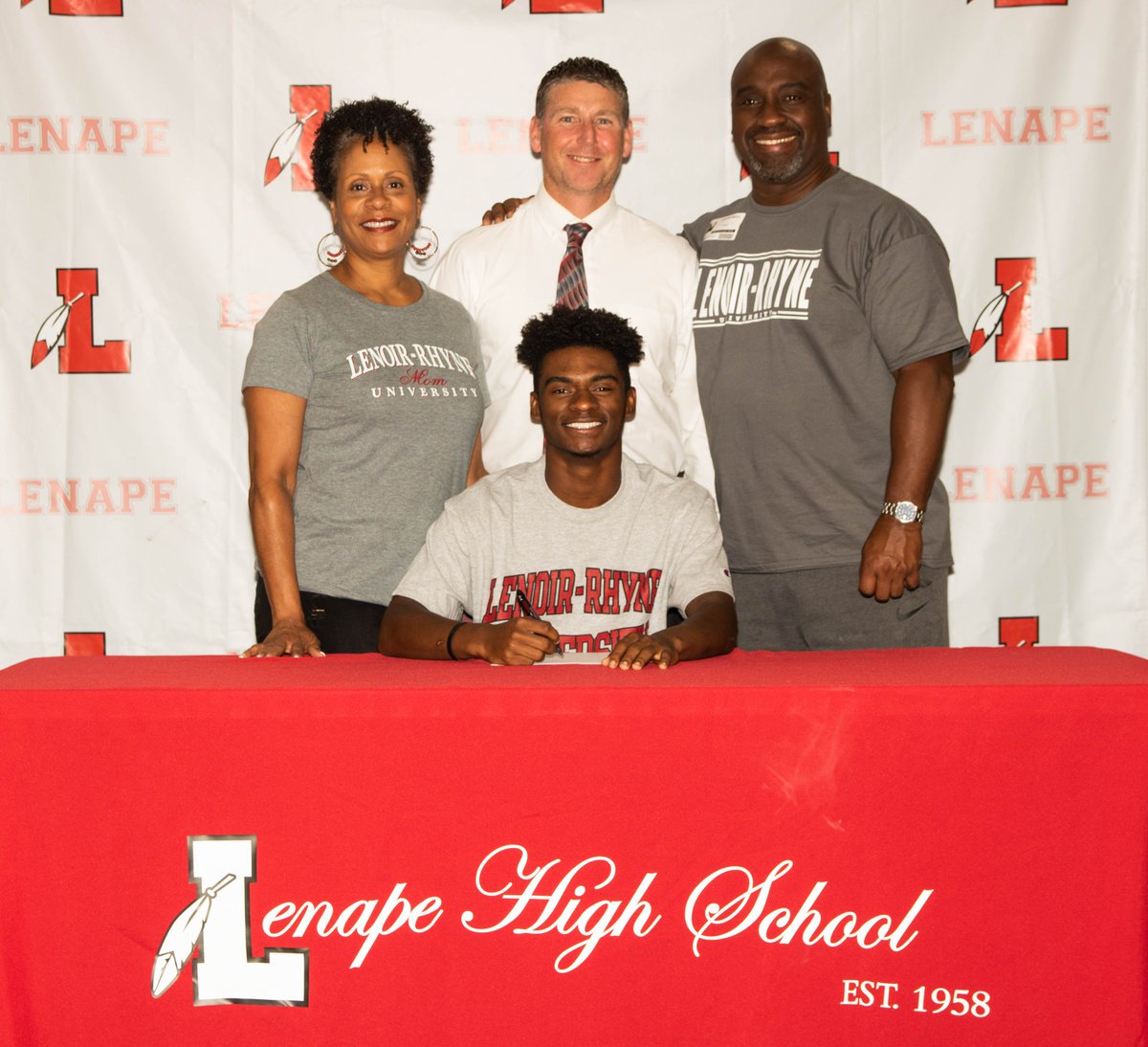 LenapeAthletics's tweet photo. Congratulations to Bryce Reece on committing to continue his academic and athletic endeavors at @lenoirrhyne! #TwoGraduations https://t.co/HZppJKmTG6