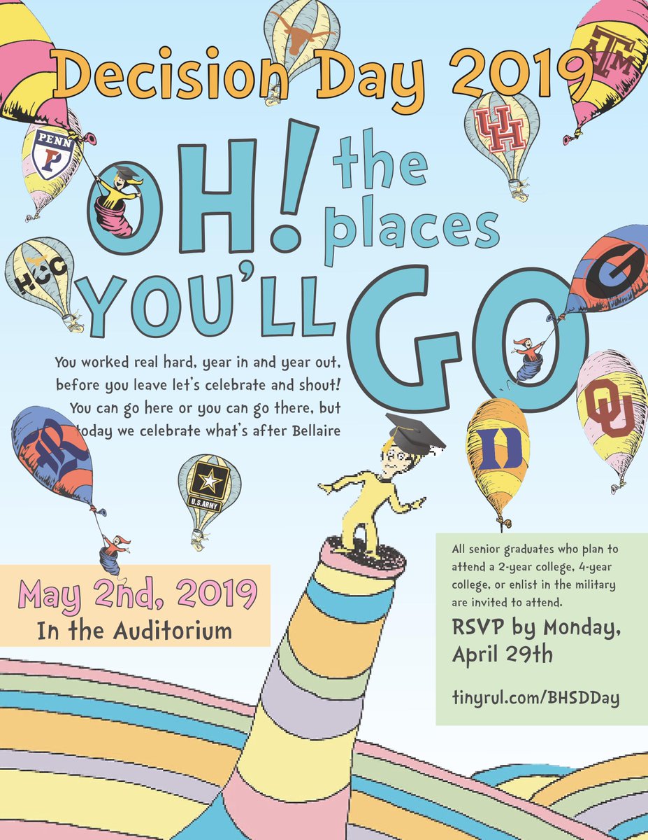 BHSCollege's tweet photo. Seniors! Don't forget to RSVP for Decision Day 2019 at https://t.co/4P7A0hvxEA https://t.co/mXz1JJfF7t