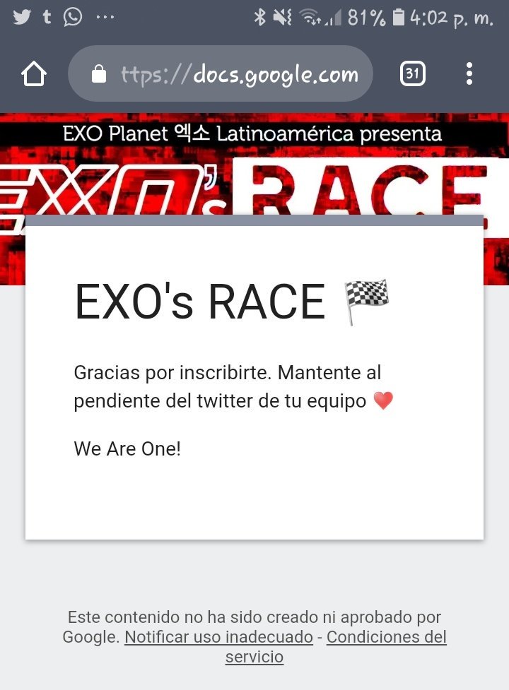 choco_canela_L's tweet photo. @DoLatinoamerica @weareoneEXO Cambie de cuentas, por la verificación. Aqui esta la nueva captura. 
(¯`•.•´¯) (¯`•.•´¯)
*`•.¸(¯`•.•´¯)¸.•´
♡ º°¤`•.¸.•´ ¤ º° ♡
•✤─  #EXOsRACE  ─✤•
•✤─ #DoKyungsoo ─✤•
•✤─ @weareoneEXO ─✤• https://t.co/Zmoe6HwppB