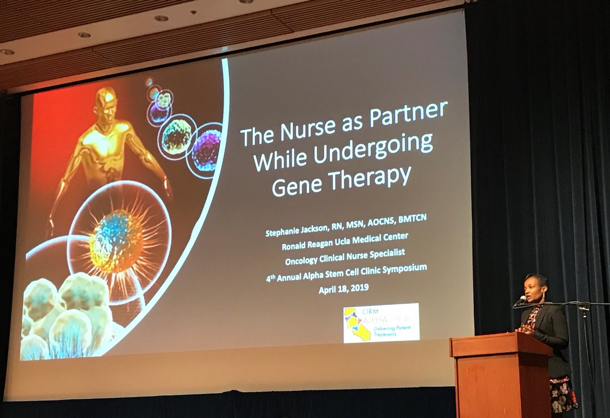 UCLAstemcell's tweet photo. Stephanie Jackson, an oncology clinical nurse specialist @UCLAHealth, discusses the critical partnership with patients that is necessary for successful #clinicaltrials at #ASCC19 https://t.co/lxiTdAQnwb