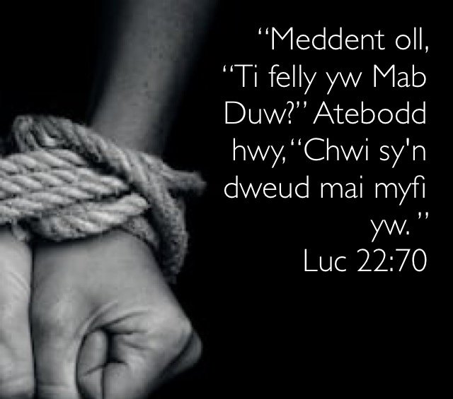 3/3 Un cusan. Dyna'i gyd. Jwdas yn bradychu Iesu. Mae Iesu wedi gael ei arestio ac o flaen yr Archoffeiriad. Ma' nhw'n cwestiynnu Iesu. Mae'n mynd i fod yn noson hir. #Pasg2019
