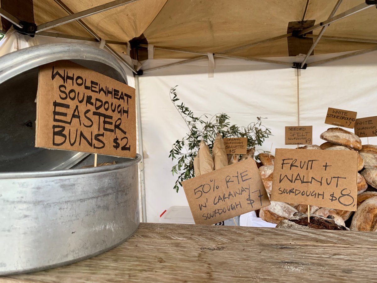 kimhonan's tweet photo. Whole-wheat sourdough Easter buns! 😋🐰🐣 @mullumfarmersma #mullum #byron #farmersmarkets https://t.co/I91gHSszM5