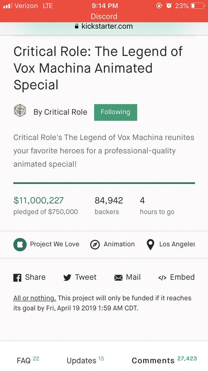 Ever_Dreams_'s tweet photo. We hit $11 million!! What is this!!! I love the #critter community!! #critterpush #Kickstarter @CriticalRole https://t.co/8ihMp2WsrI
