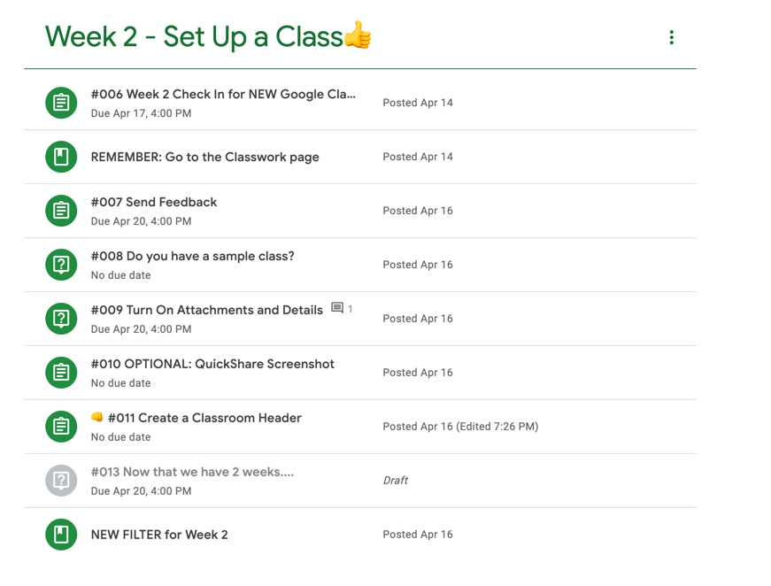 alicekeeler's tweet photo. I added some emojis to the topics and assignments to bring attention to the assignments I want to highlight. Also great for littles to "look for the thumbs up" https://t.co/FIFOvRDaHE #gafe4littles #googleEDU