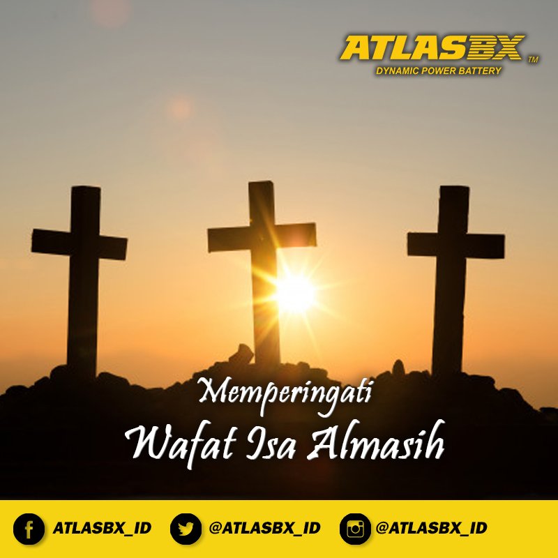 ATLASBX_ID's tweet image. Segenap keluarga besar ATLAS BX mengucapkan Selamat Hari Raya Jumat Agung Memperingati Hari Wafat Isa Almasih 

#JumatAgung #WafatIsaAlmasih #StartStopSystem #AkiMobil #AccuMobil #AccuMaintenanceFree #MaintenanceFree #AkiKorea #BateraiMobil #Baterai #IdlingStop #ISSTechnology