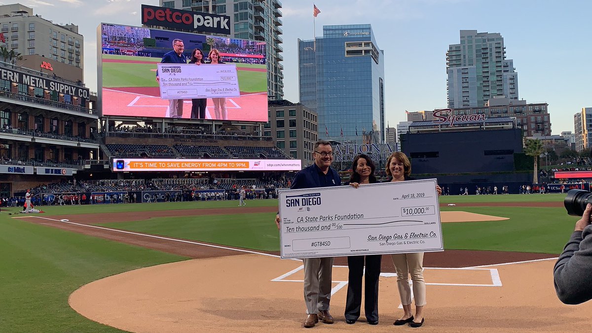 calparks's tweet photo. Thank you, @SDGE and @Padres for recognizing our Earth Day efforts focusing on climate resiliency in state parks! We are excited to be a part of the Going to Bat for San Diego program this year! #GTB4SD #SDGEgiving https://t.co/Udal9mEOiX