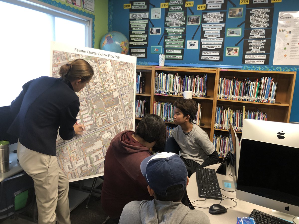 FeasterCharter's tweet photo. So appreciative to #UCSD's Urban Studies and Planning Program for spending time today with our #FeasterMiddle Ss to look at flow paths and design solutions for our campus' flooding problems! #FeasterLearns @ChulavistaCC @CVESDNews https://t.co/yjffMODszG