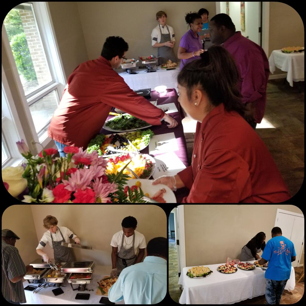 FeliciaGrayWats's tweet photo. CTE educator Ms. Spruill's 31 years of service was highlighted by the delicious meal prepared &amp; served by Chapel Hill-Carrboro Schools Culinary students. Thank you for your service. @chccs https://t.co/1KkNCswUCP