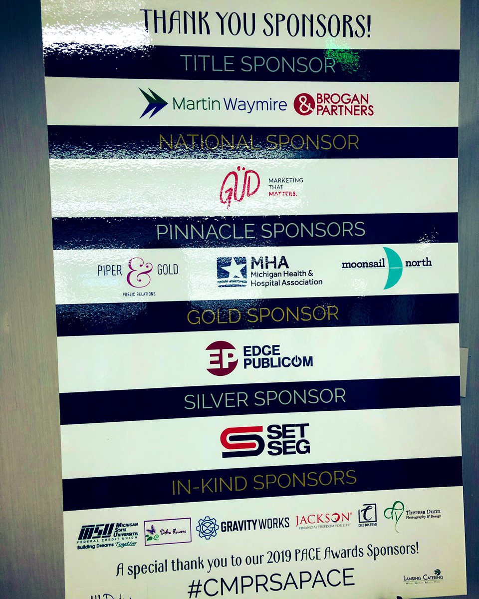 SteveJapinga's tweet photo. GREAT @PACEAwards sponsors! @LansingChamber Love the venue at @msufcu #CMPRSAPACE https://t.co/IBUVfUjadk