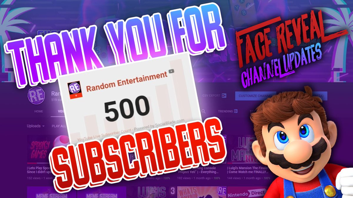 Game_Mysteries's tweet photo. I FINNALY hit 500 subs!!! So here's the 500 subscriber special were I reveal what I look like...
https://t.co/umr5imiwlN
#RandomEnt64 @VividChim @Drag_myth @kevinlevinn7 @timelagstudio @OfficialUNM @SonicmanTheBest @doctor_dreadful @MarioBeatle120 https://t.co/PtZyhHNlUC