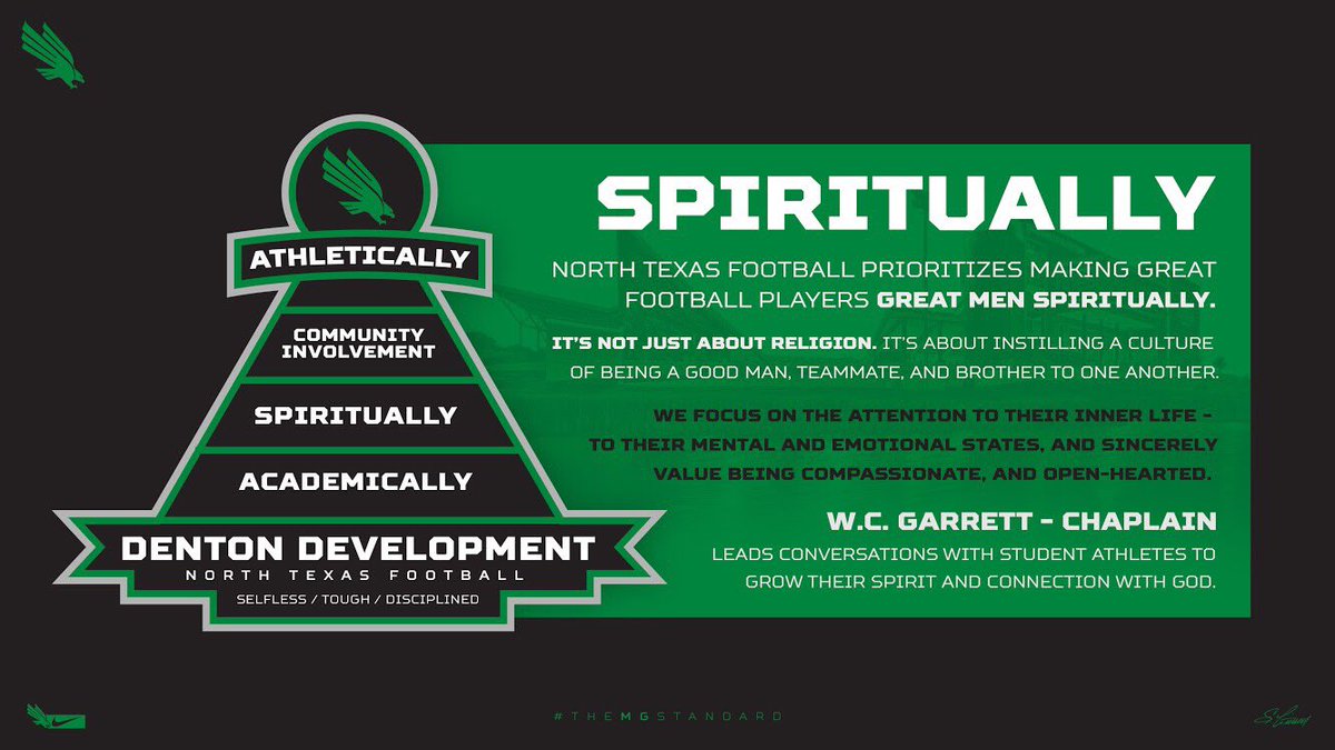 SethLittrell's tweet photo. Body, Mind, and Spirit. You’re a person a lot longer than you’re an athlete. Development to the core is vital here at North Texas! #DentonDevelopment #GMG https://t.co/JQd9cNGcjR