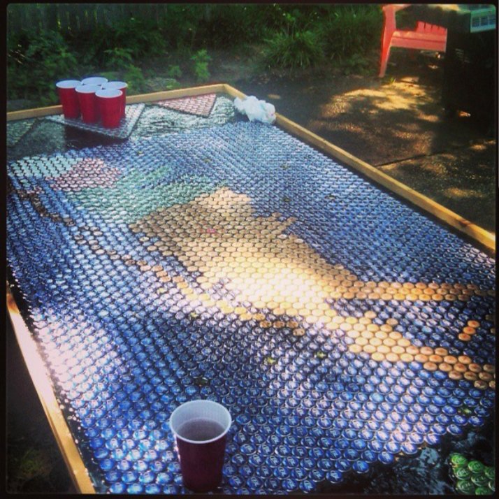 JEDIxMasterFERN's tweet photo. All bottle caps, Reppin LI. Something I came up with and @DarthxL and @DrMenj00 happily contrivuted with drinking and building it. #TBT #LI #LongIsland #BeerPong #Brooklyn #BrooklynBrewery #Queens #RedStripe #Nassau #Heineken #Suffolk #Yuengling #OuterBeaches #Corona https://t.co/oXPErz5101