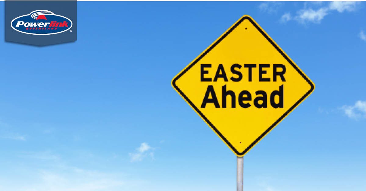 powerlinkqld's tweet photo. A reminder to stay safe this Easter break. If you’re digging outside your fence line, cleaning your roof or trimming a tree, remember to check where electrical cables are. And stay safe on the road. See more safety tips from our friends @ErgonEnergy - https://t.co/6C884bmyIf https://t.co/bBj3mwnYEY