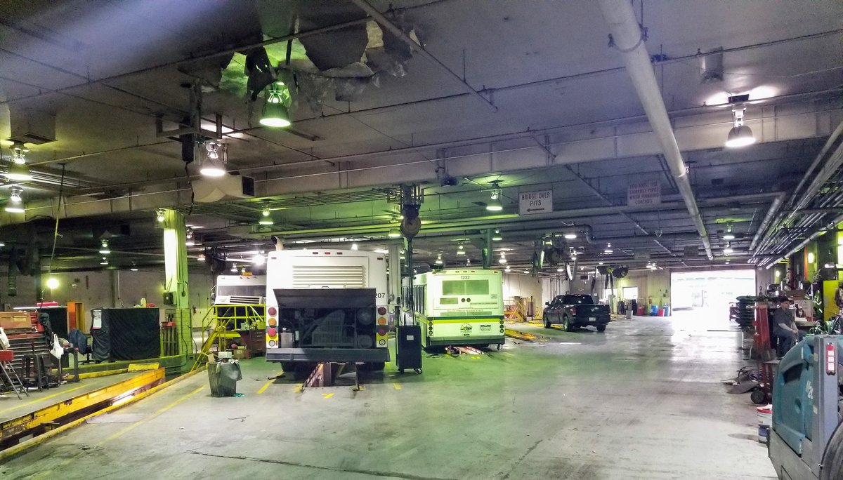 slavrenz's tweet photo. Got to see DDOT buses getting repaired today as part of a @WayneStateCEE project to help @CityofDetroit with fleet management. Very cool! https://t.co/weJyHGK47y