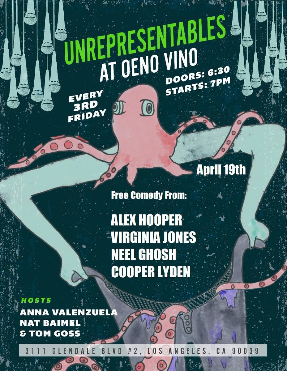 unrepshow's tweet photo. OMG @unrepshow is back tomorrow with @gossgoss6 @annavisfun @HooperHairPuff @neel.gosh @lydencooper WHERE? @cahmadeeclub When? 7pm! No @NatBaimel This month! We're sad we won't see his show sweater. https://t.co/q2uY4MqhEk