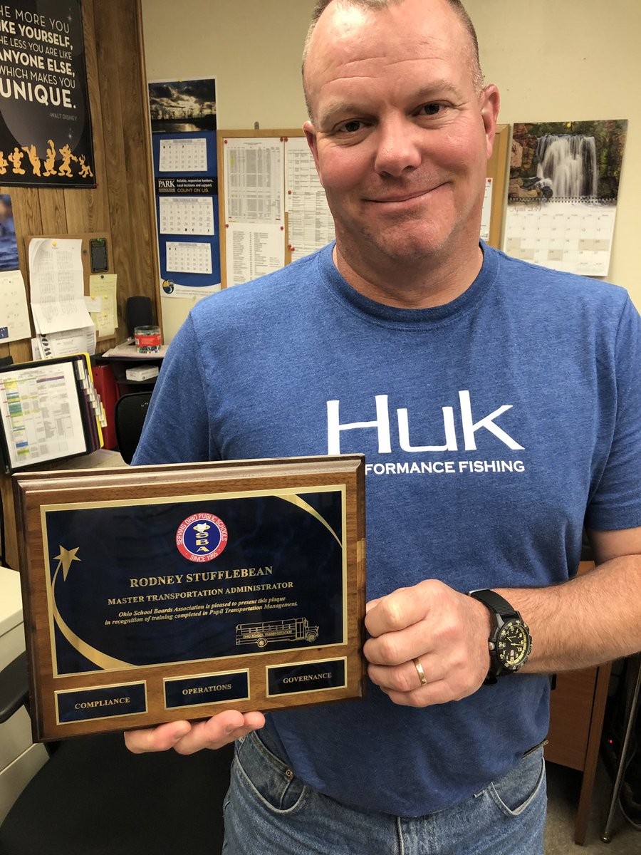 Rodney Stufflebean, our transportation director, earned his Master Transportation Administrator from Ohio School Boards Association. Well done!  We are proud of you!