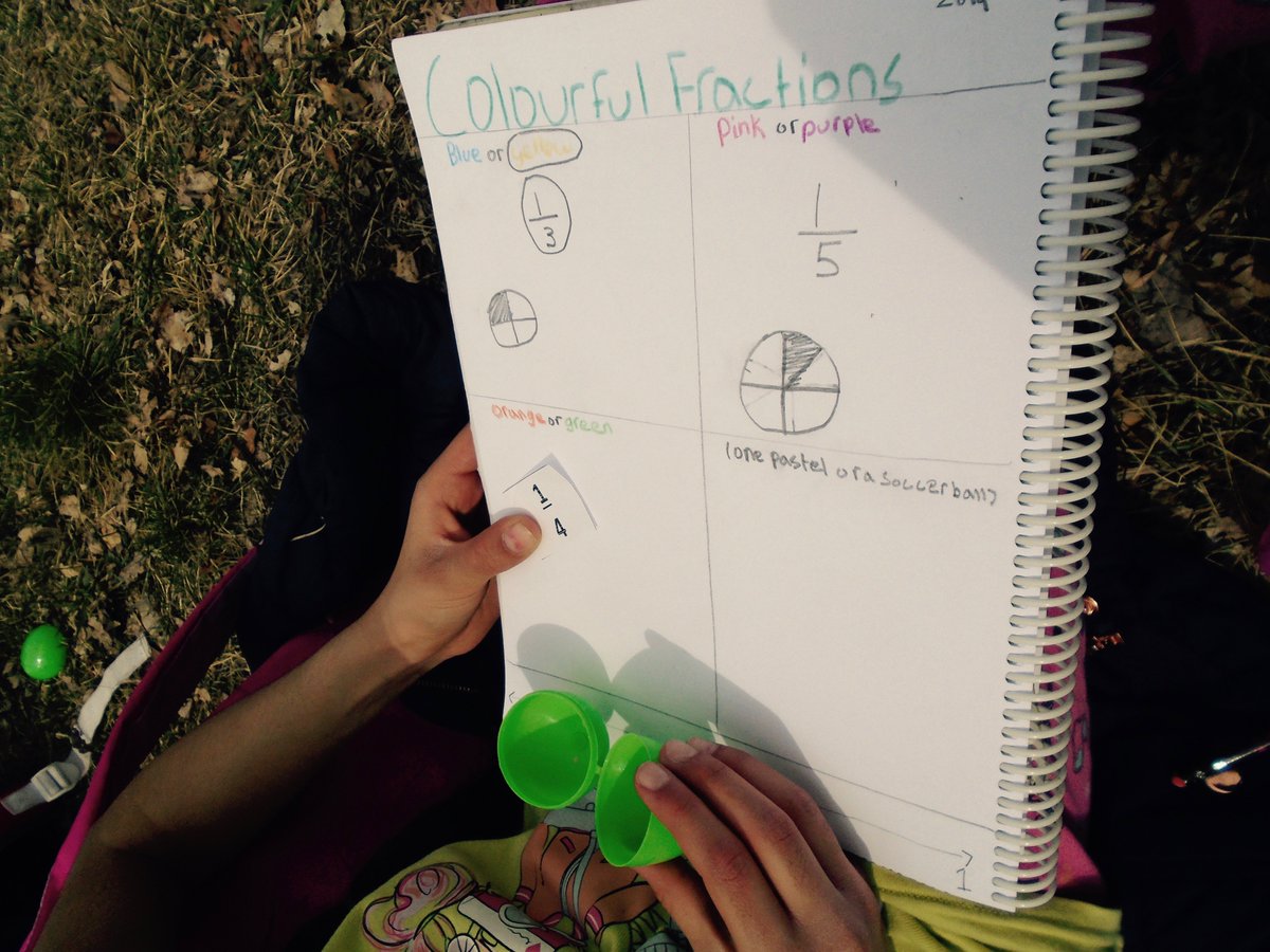 fcsfearless4s's tweet photo. Fractions in Fish Creek! Grade four teachers lead students on an egg hunt for math! Students had fun representing the fractions they found in eggs that were hidden throughout the park. Hoppy Easter Weekend! #fcsturns25 #fcsinspired https://t.co/z8CsI4LBBR