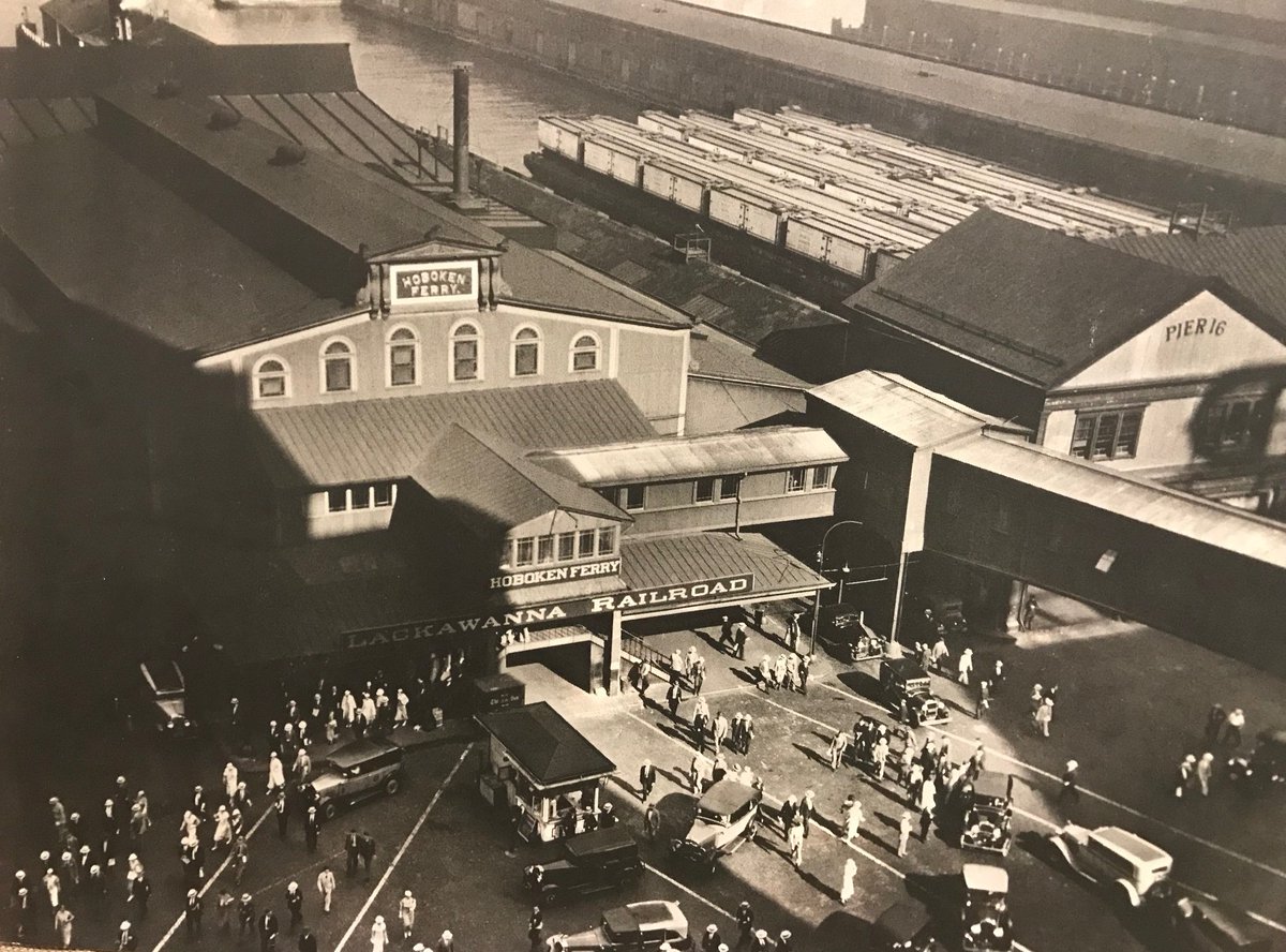 bpca_ny's tweet photo. FERRY TO THE PAST: To mark 50 yrs of #BatteryParkCity we're sharing pics from the archives. Here, the old Lackawanna Terminal (built 1884) at Barclay & West Sts., where Hoboken ferry service ran thru mid-60s. #BPC #BPCCommunity #BPC50 @DowntownNYC @GPTA_BPC @PANYNJ @yuhline #TBT https://t.co/XyaQNVKzAH