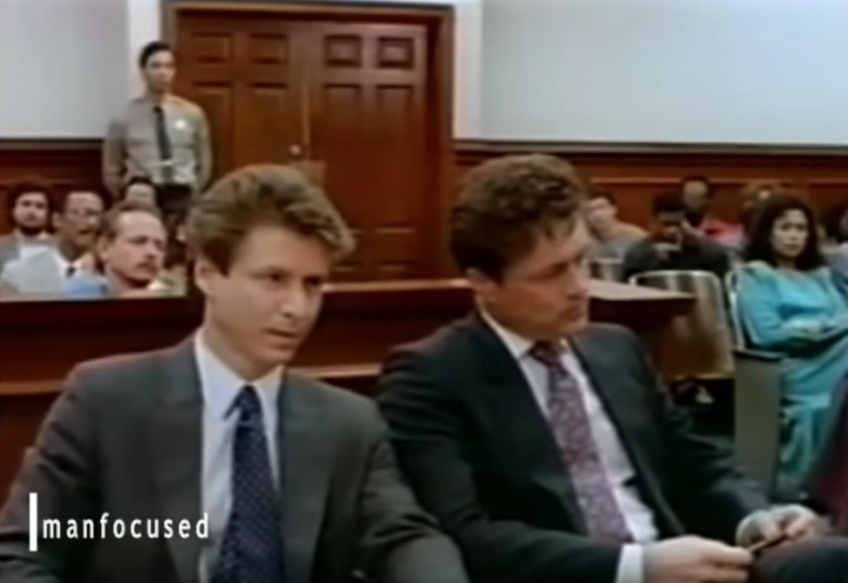 The prosecution - Seth Marten and Art Hindle in court.  MOTHER'S DAY, (1989).