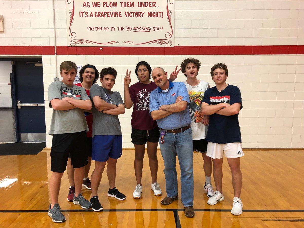 JaneRose50's tweet photo. When you’re a man shy of a #dodgeball team, call your principal ⁦@DavidDenning2⁩ ! #ghsunity #illovemyjob ⁦@gvinestuco⁩ https://t.co/eKdy3ZThAc