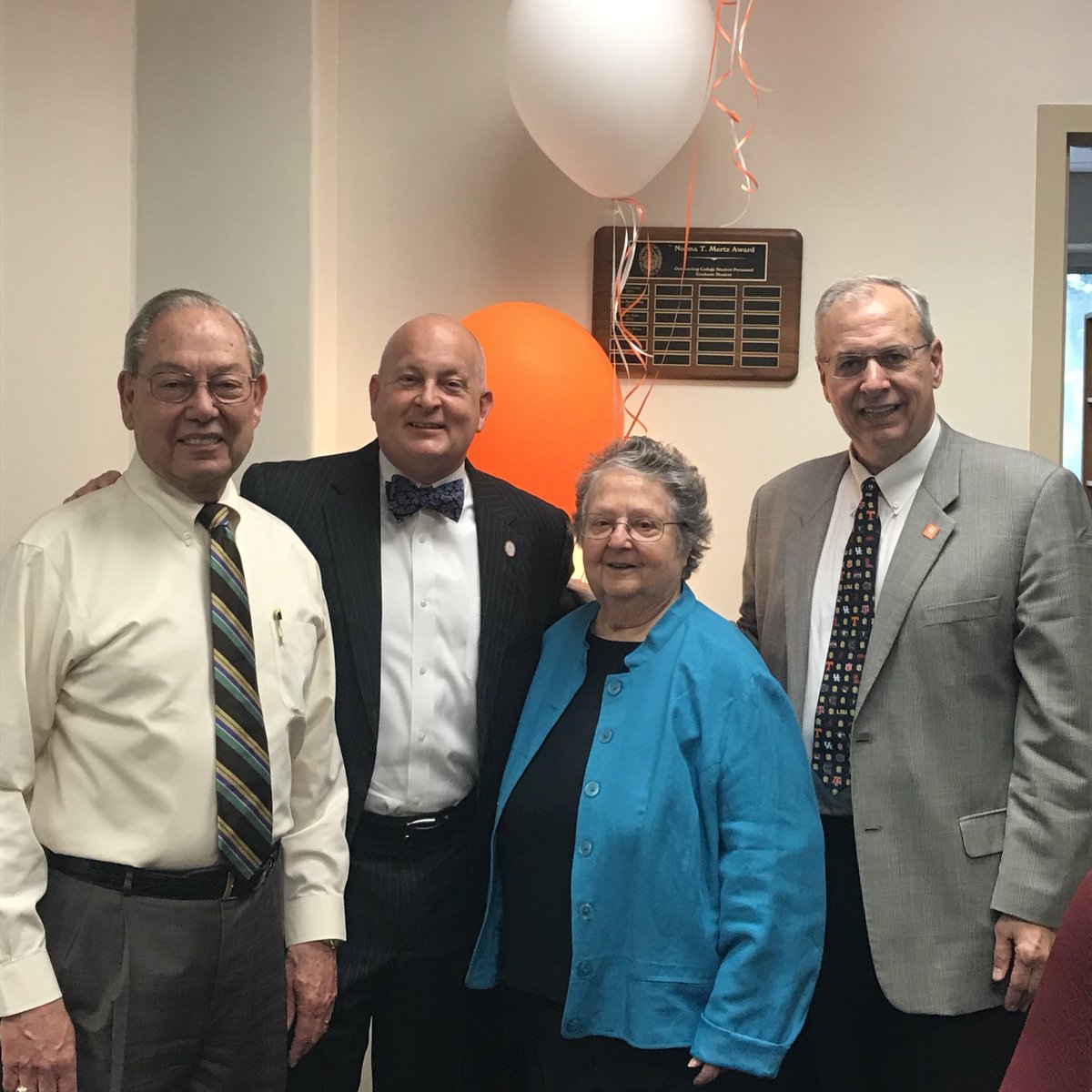tennalum's tweet photo. Former @UTKnoxville Chancellor Dr. Jimmy Cheek surprised current @utmartin Chancellor Keith Carver with news that he has won the Professional Achievement Alumni Award. Congratulations! 🏆 https://t.co/ZVxHubFqpm