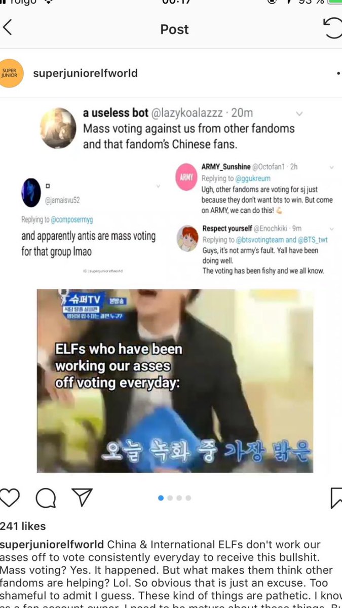 SJprotectsquad's tweet photo. Coz of this one msg, the other fandom are belittling ELFs. Saying we only lead by the help of other fandom. We r thankful to those who helped us voluntarily tho. But pleading/asking help show u don’t trust your own fandom. #VoteForSJ https://t.co/duURjpNJsy