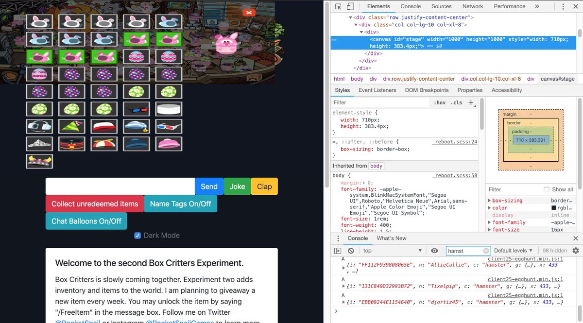 Box Critters - the only game where you need inspect element to access your stuff in the inventory 🤣
