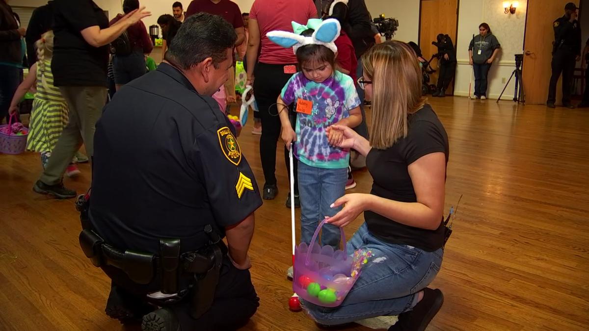 NBCDFW's tweet photo. Beeping eggs made the time-honored childhood tradition of an Easter egg hunt possible for visually impaired students from Dallas ISD. https://t.co/xDqCF6KhkC https://t.co/UYAmKdexcr