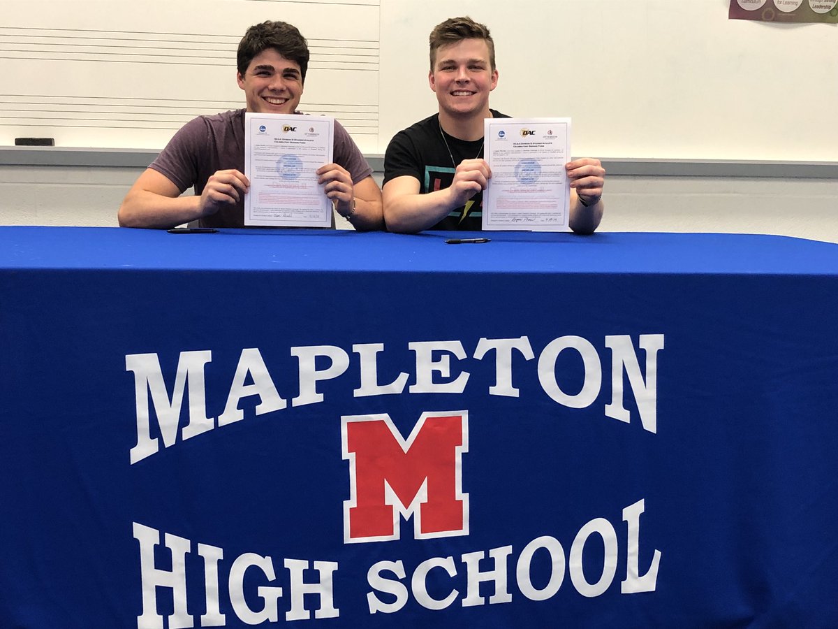 CoachMahaney1's tweet photo. Congratulations to @LoganPharmer and @AdamShadd on deciding to continue their football careers at Otterbein University! @otterbein_fb @CoachDanDamico https://t.co/duLR2lIePg
