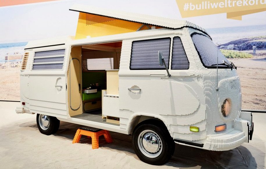 JimPattisonVW's tweet photo. Meet the VW camper van built from 400,000 Lego bricks. With a final weight of 1,543 lbs, it uses real wheels from a Type 2, and like all Volkswagen camper vans has a pop-up roof and sliding door.

#VWCamper #VW #Volkswagen #Lego #JimPattisonAutoGroup https://t.co/YjyCBzqWYu