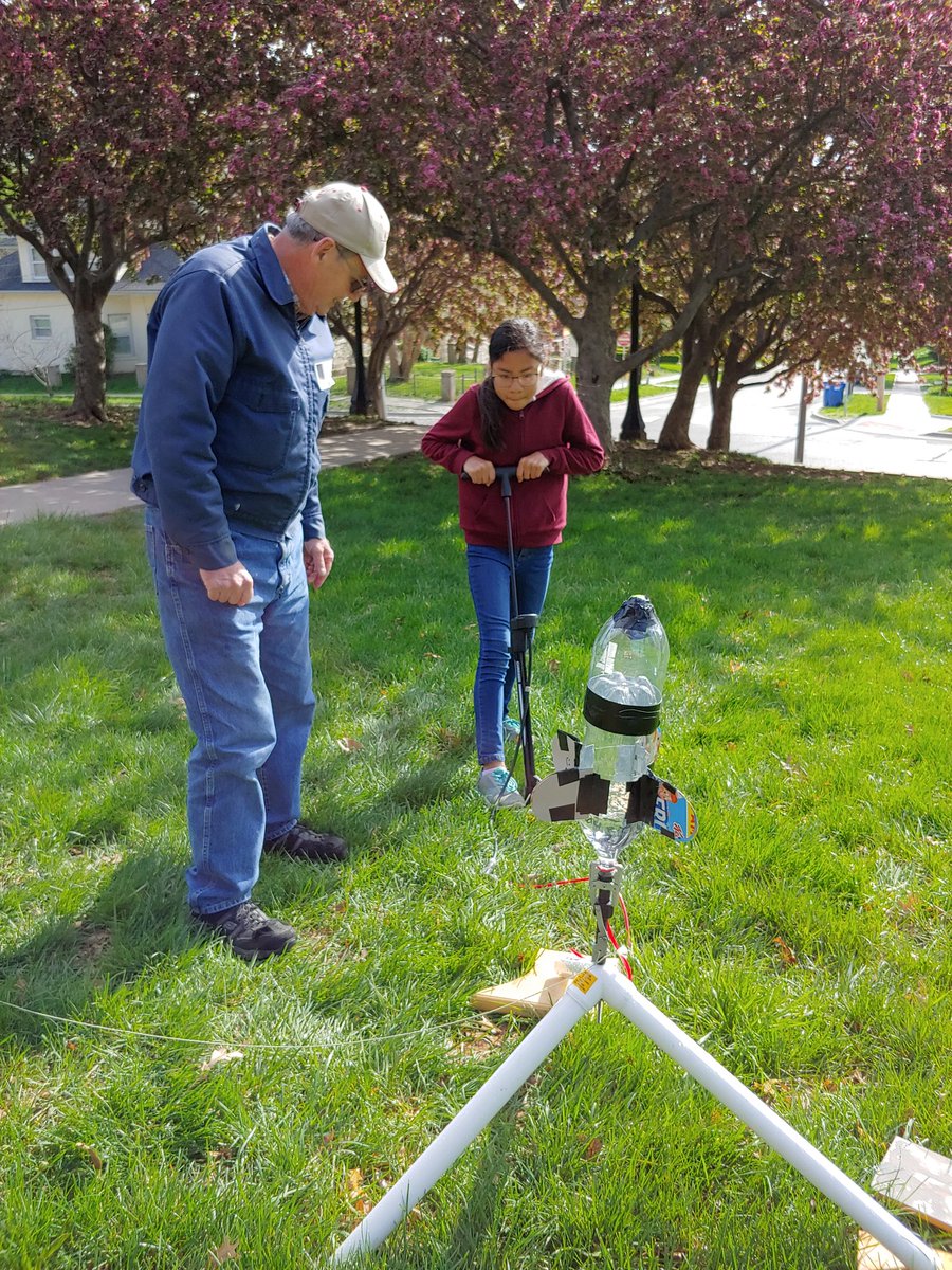 angmerenbloom's tweet photo. Physics fun with bottle rockets. Examining Newton's laws outside! #lpsleads #heritagems https://t.co/rxSHDPZU58