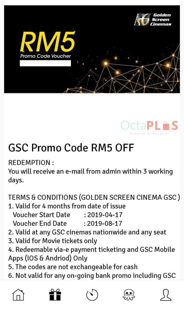 nurul87's tweet image. Voucher RM5 GSC Cinemas PERCUMA. Redeem cepat sebelum habis ye. 
Klik link dan register 
octaplus.io/referral/HAVFL…
Atau  download apps Octaplus &amp;amp; daftar guna referral code  HAVFLMS4 dpt 600 PTS &amp;amp; dan terus tebus ticket.😍
#Octaplus #GSCMalaysia #TeamSamplePercumaSeremban